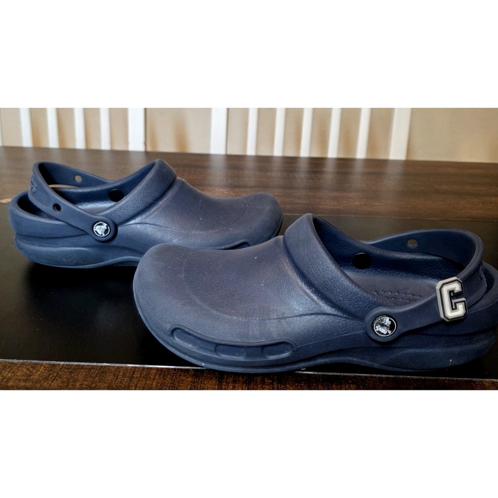 Crocs Bistro Clogs Slides Solid Navy Blue Slip Resistant‎ Shoes Mens 7 Womens 9